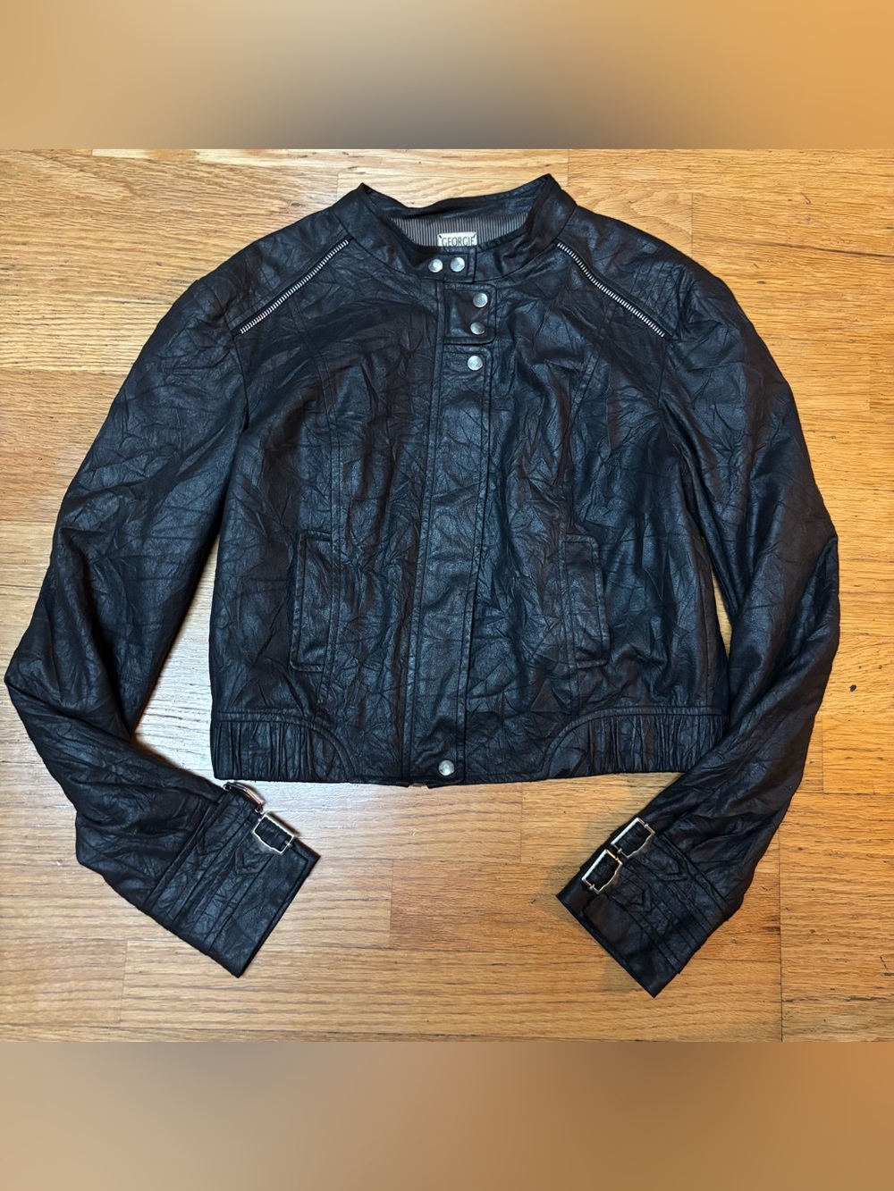 Georgie Black Faux Leather Zippers Grunge Emo Whimsigoth Motorcycle Jacket 6